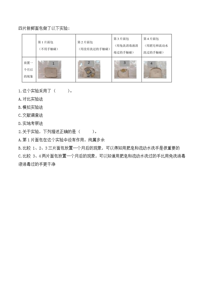 教科版科学六年级上册 第7课 微生物与健康 同步练习第2页
