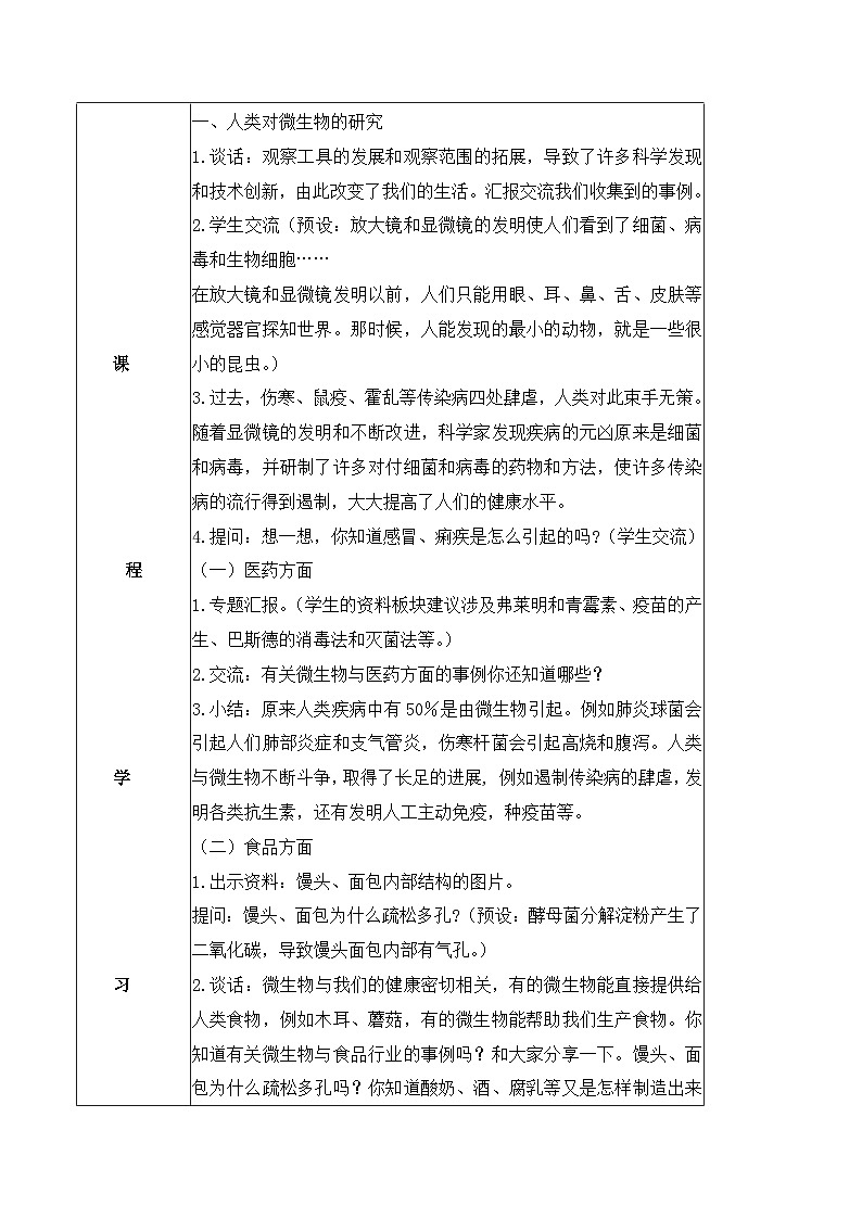 教科版科学六年级上册 第7课 微生物与健康 同步教案第2页