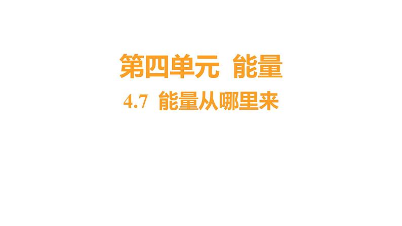 4.7 能量从哪里来（习题课件）六年级上册科学教科版01