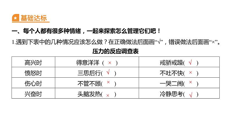 4.6 学会管理和控制自己习题课件 五年级科学上册 教科版第2页