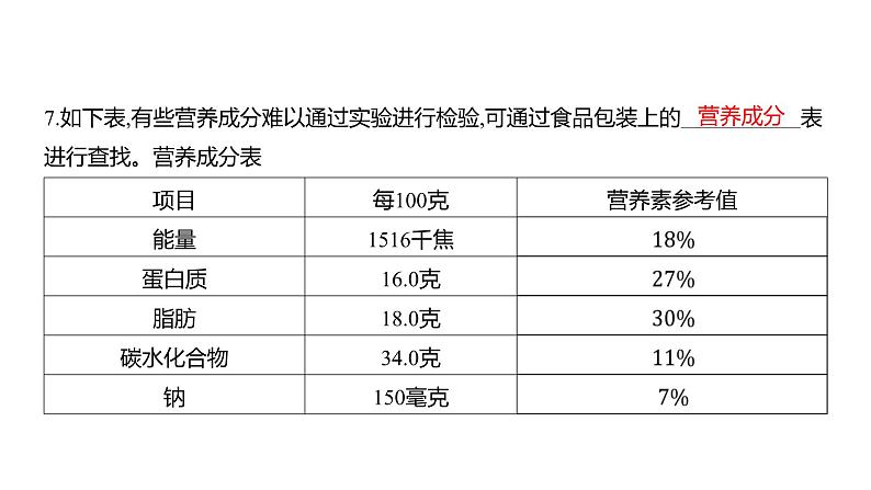 2.5 食物中的营养 (习题课件) 四年级上册科学教科版04