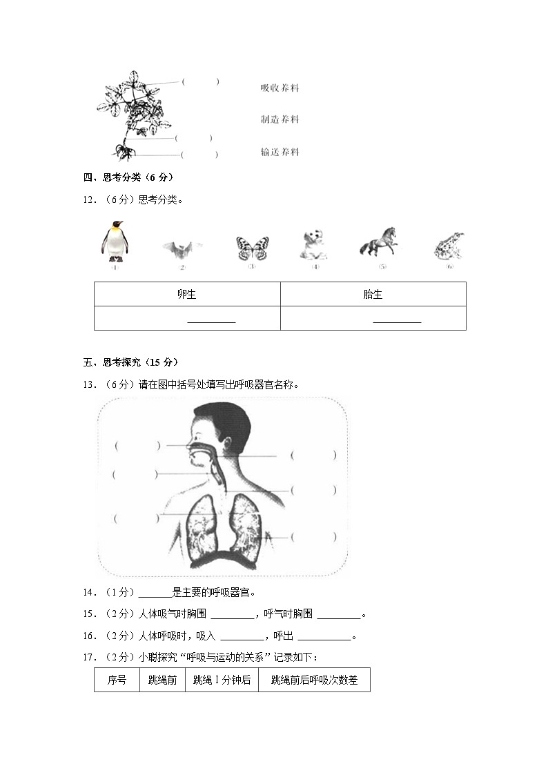 山西省忻州市2022-2023学年四年级下学期期末考试科学试题第2页