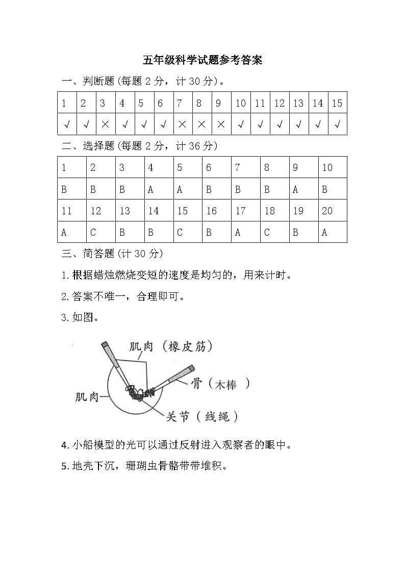 江苏省徐州市新沂市2022-2023学年五年级上学期期末考试科学试题01