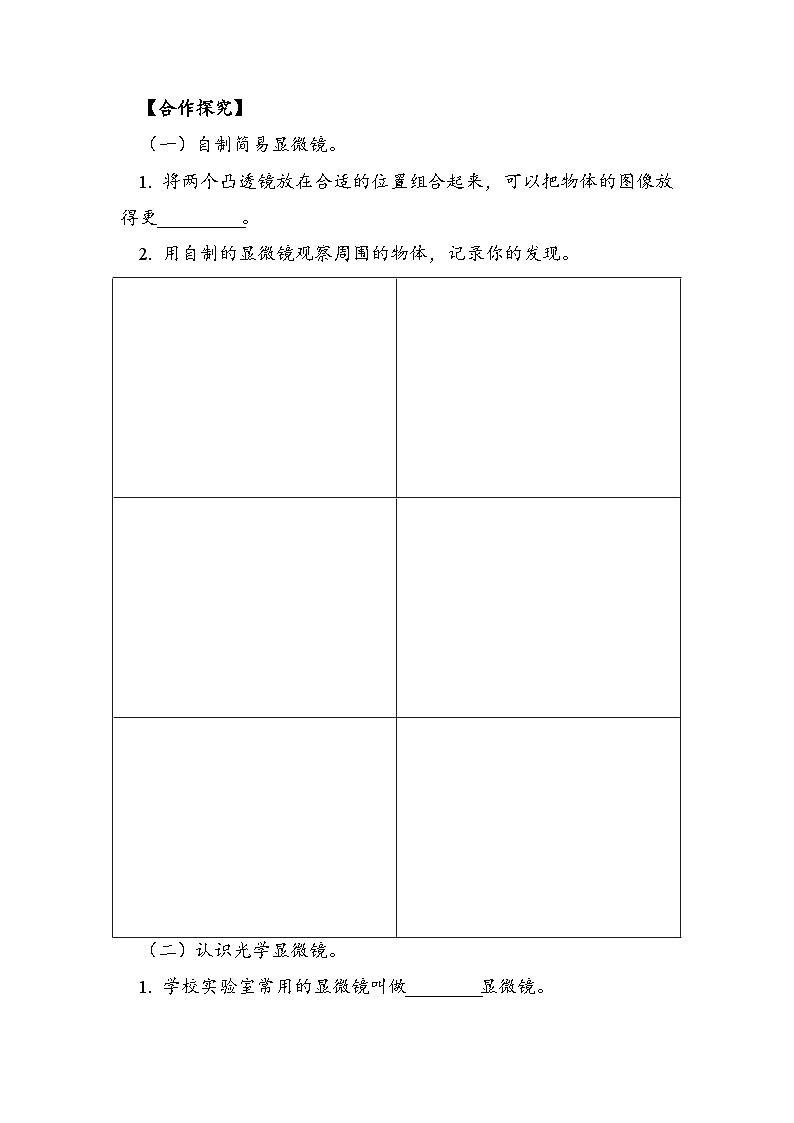 六年级上册科学6.1.2 怎样放得更大 学案02