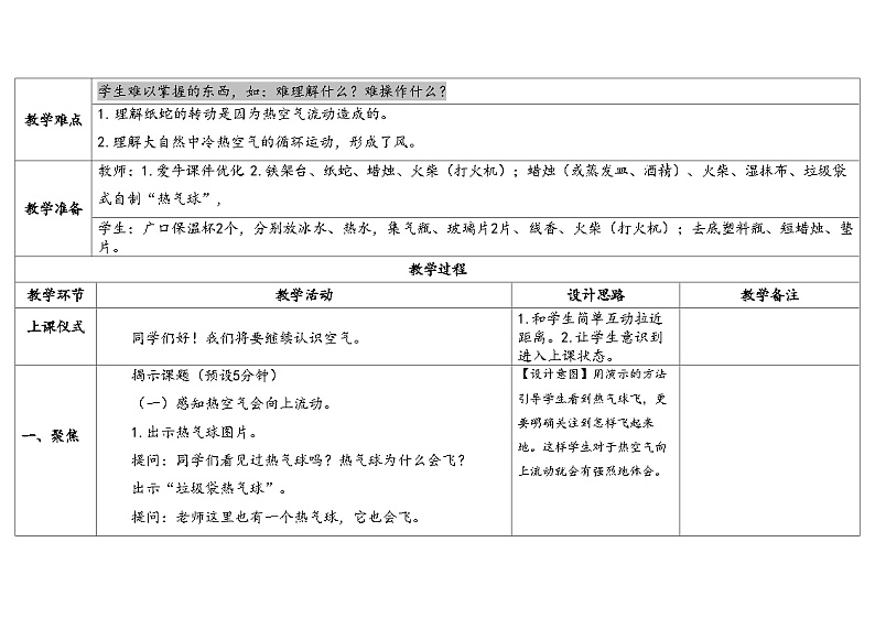 1.3《热空气和冷空气》教案（5套合集） 苏版三年级科学上册02