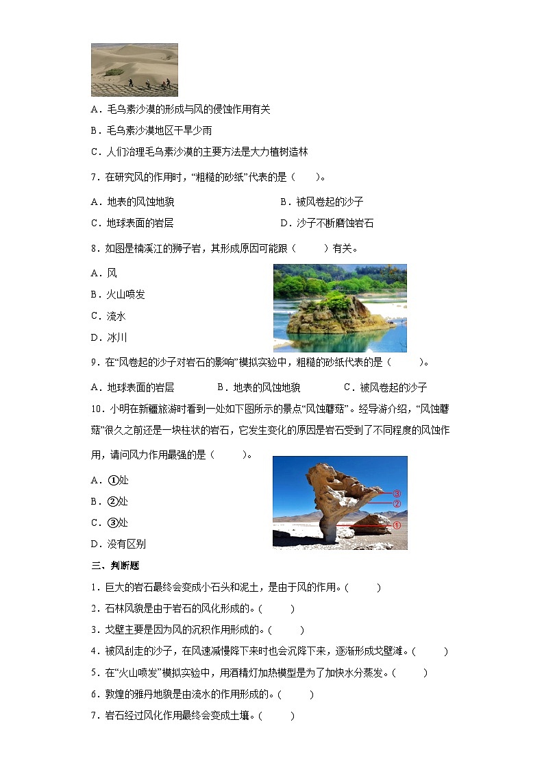 2.5风的作用（同步练习）五年级上册科学教科版第2页