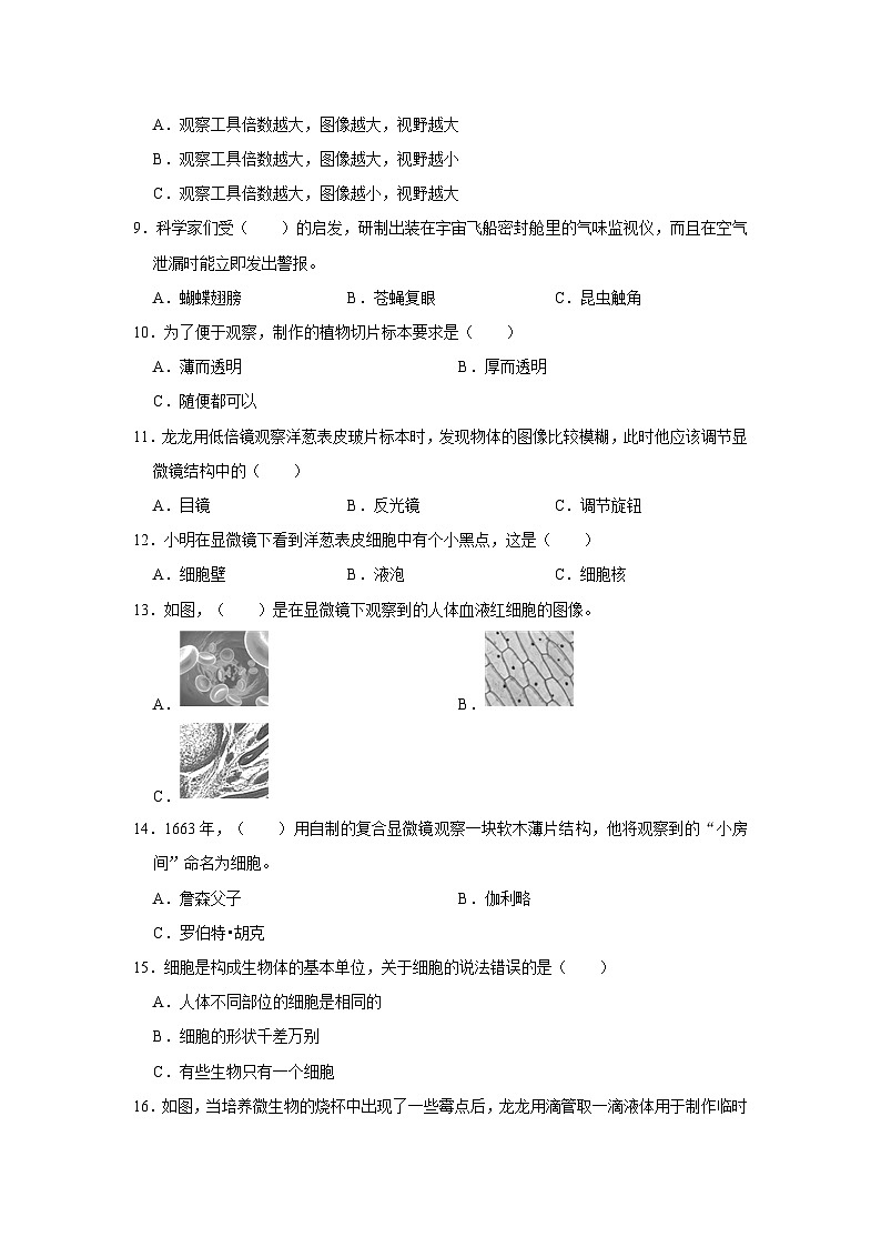 2023-2024学年广东省深圳市南湾实验小学六年级（上）月考科学试卷第2页