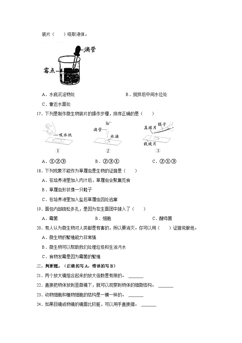 2023-2024学年广东省深圳市南湾实验小学六年级（上）月考科学试卷第3页