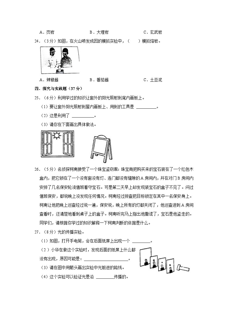 江苏省徐州市沛县2023-2024学年五年级上学期期中科学试卷03
