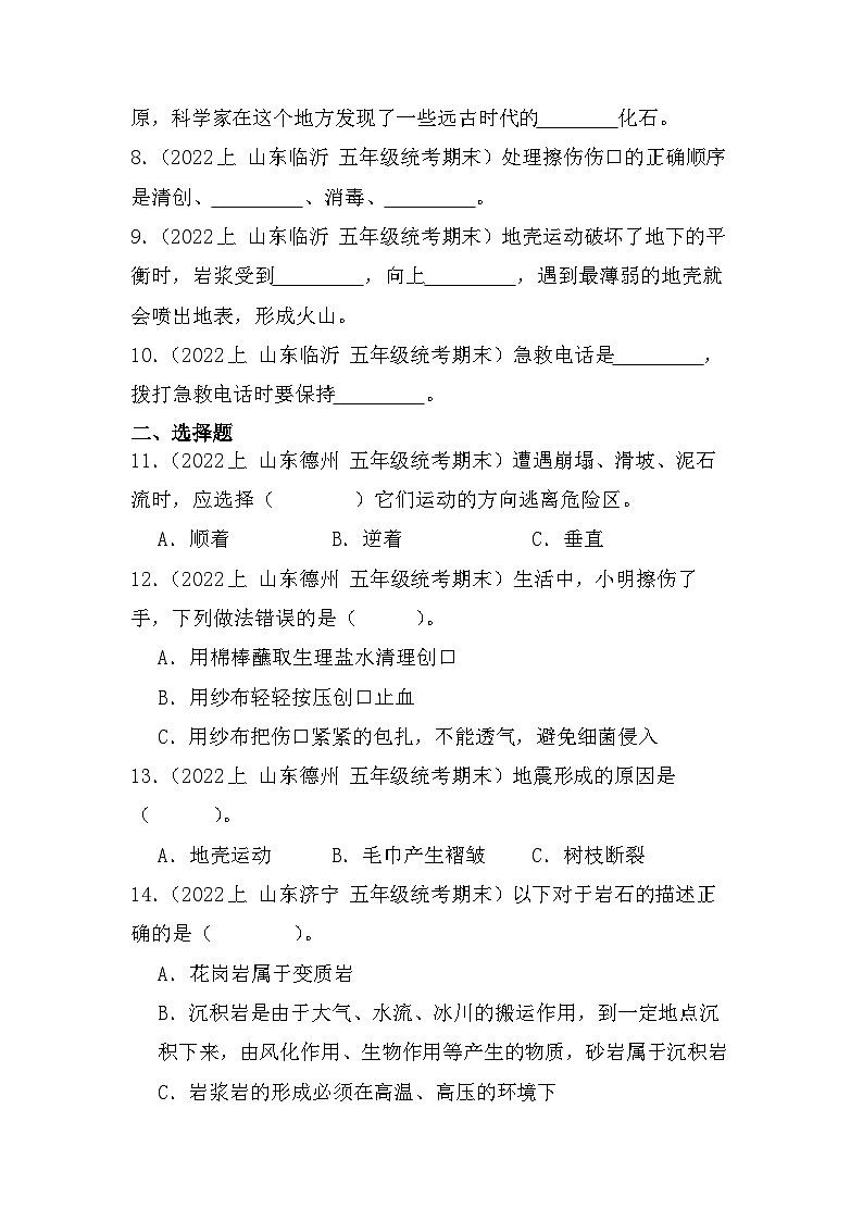 第四单元+地球和地表-2023-2024学年五年级科学上册期末备考真题分类汇编（青岛版）第2页