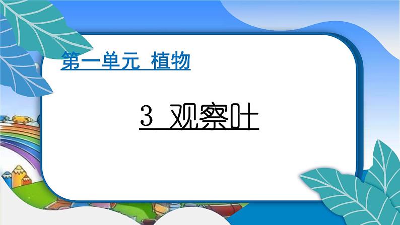 教科版（2017秋）小学科学一年级上册 1.3 观察叶 作业课件01