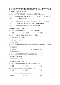 浙江省衢州市衢江区2023-2024学年四年级上学期期中科学试卷