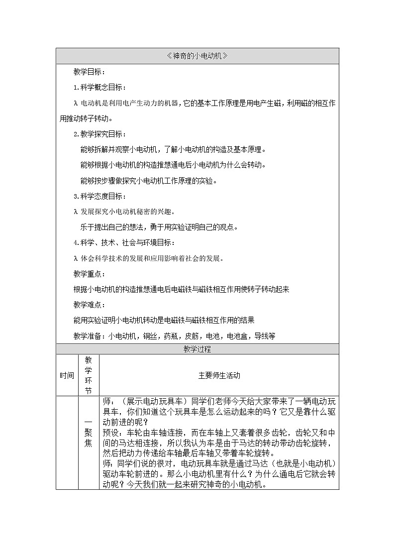 教科版科学六上4.6《神奇的小电动机》课件+教学设计+素材01