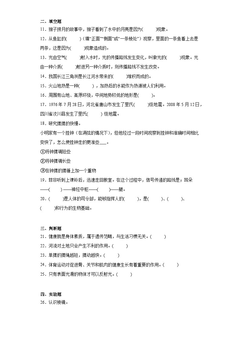 期末模拟测试卷-科学五年级上册教科版02