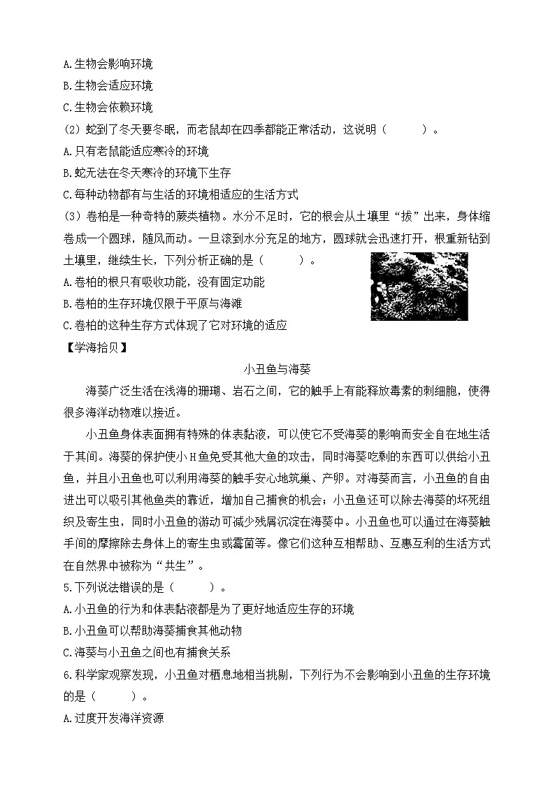 【苏教版】六下科学  2.8 适应生存的本领（课件+教案+同步练习+素材）02