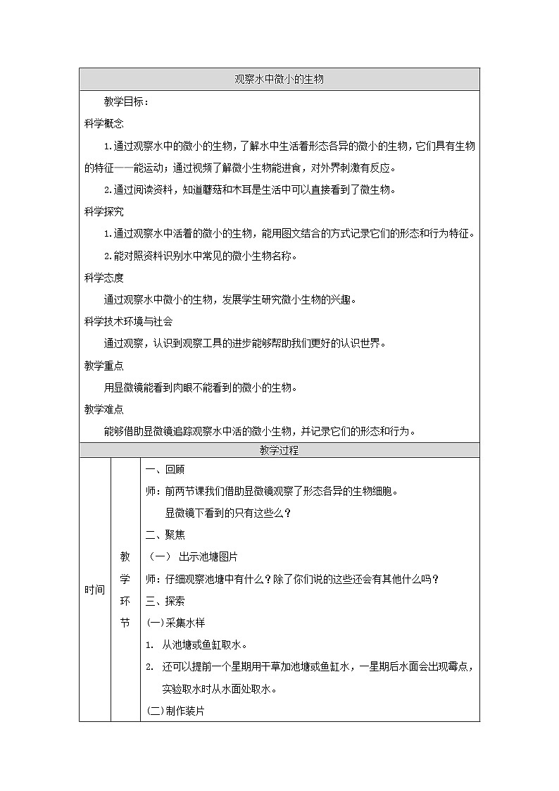 教科版科学六上1.6《观察水中的微小生物》课件+教学设计+素材01
