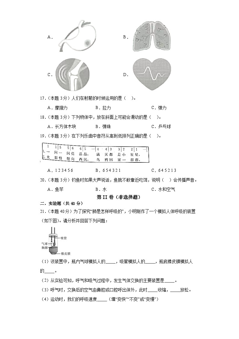 2023-2024年四年级上册科学（湘教版）  期末模拟试卷（一）（含解析）第3页