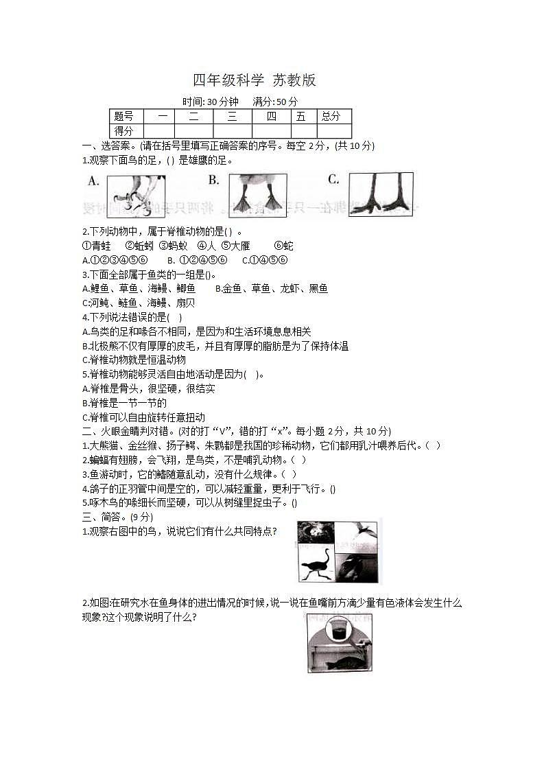 山西省吕梁市离石区吕梁市离石区光明小学校2023-2024学年四年级上学期12月月考科学试题01