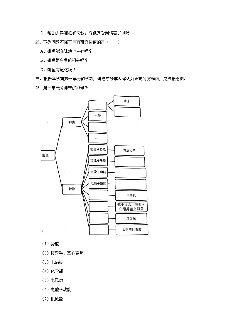 辽宁省大连市甘井子区2022-2023学年小升初科学试卷（含答案）第3页