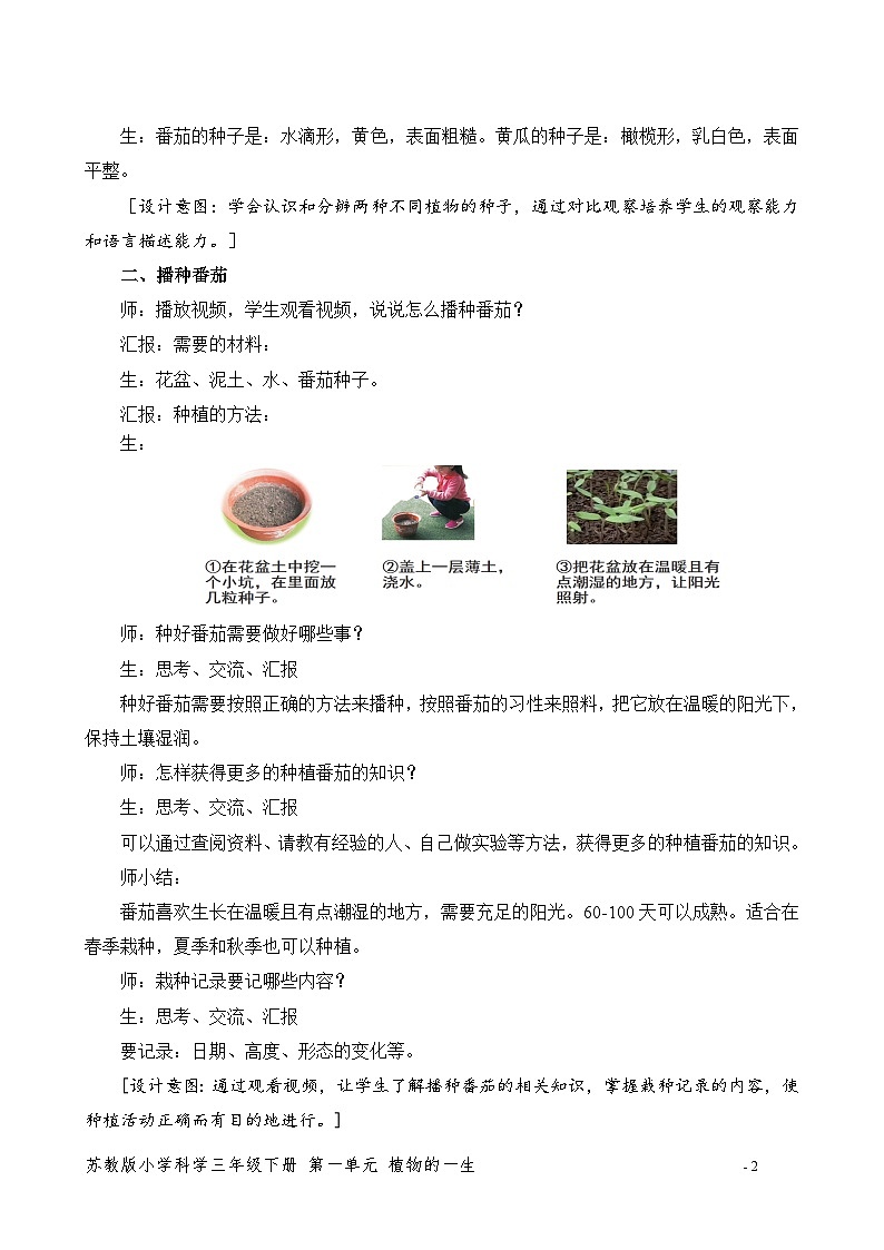 苏教版小学科学三年级下册《1.种子发芽了》教案第2页