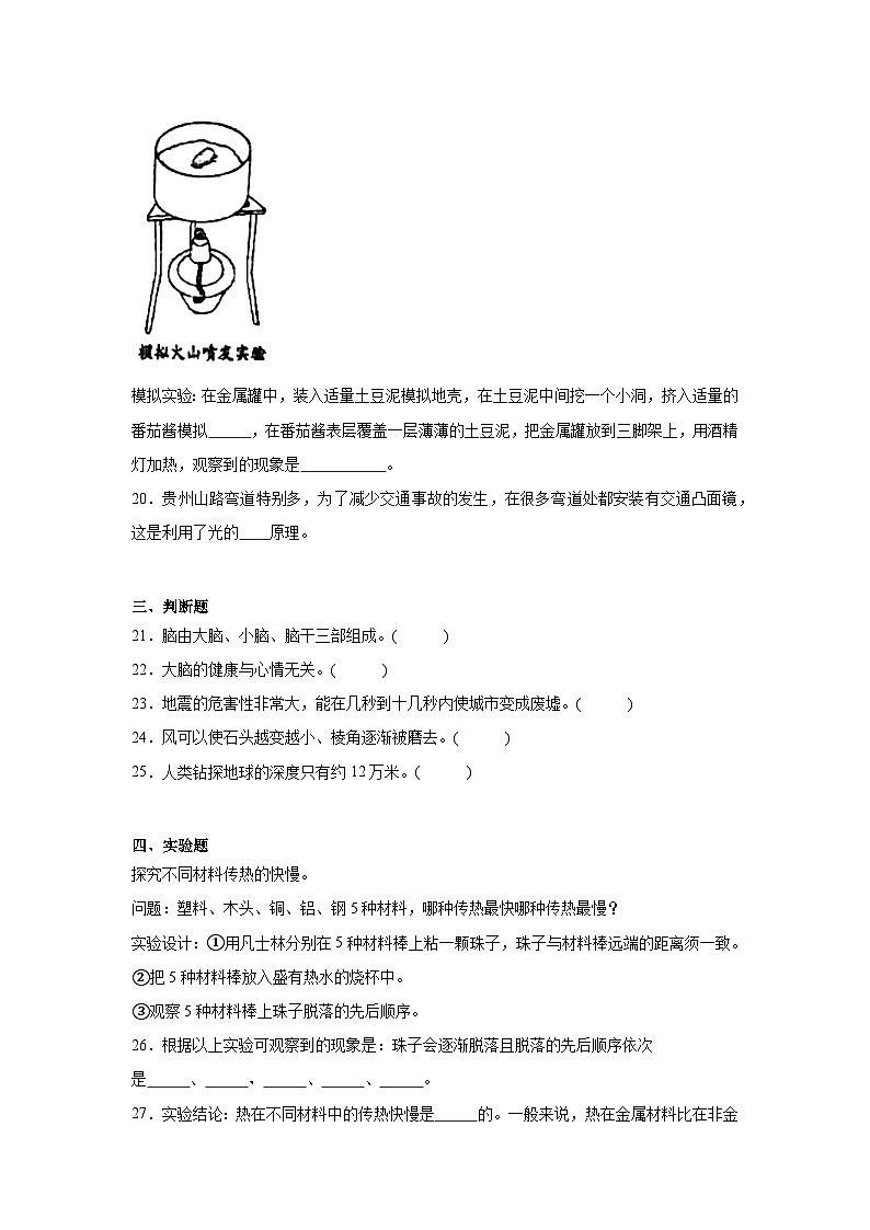 期末模拟测试卷-科学五年级上册苏教版第3页