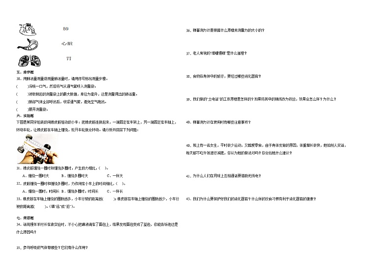 （期末押题一模卷）期末综合测试预测卷-2023-2024学年四年级上学期科学高频易错期末提高必刷卷（教科版）第2页