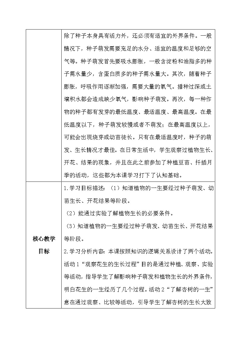 【核心素养】冀教版小学科学四年级下册     7.植物的一生    教案 - 副本02