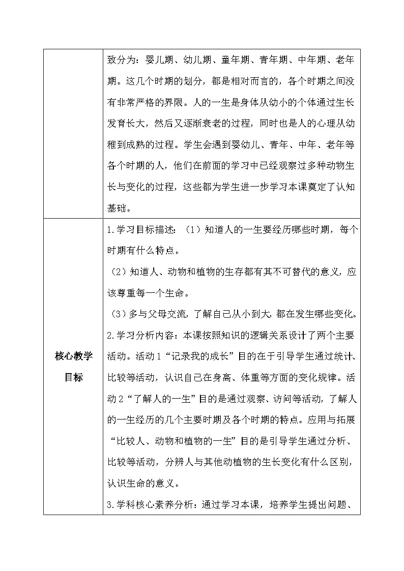 【核心素养】冀教版小学科学四年级下册     10. 我在长大     教案 - 副本02