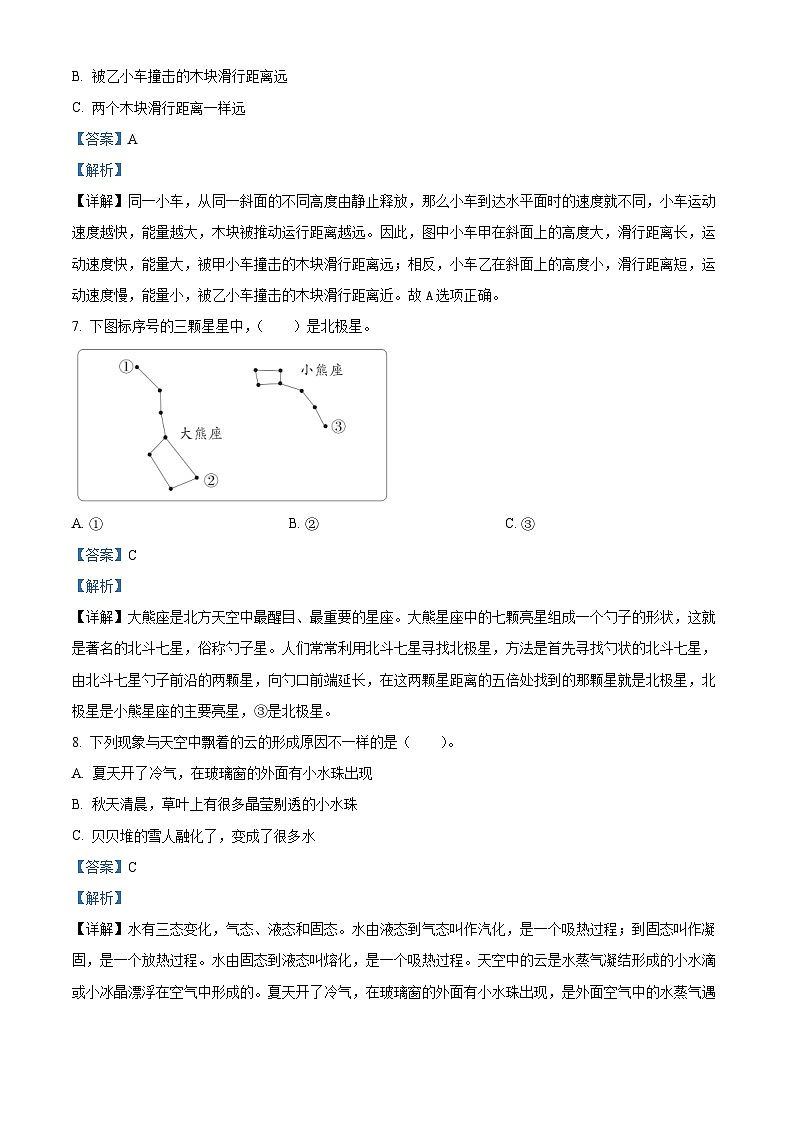 2022-2023学年河南省郑州市惠济区大象版六年级上册期末考试科学试卷03