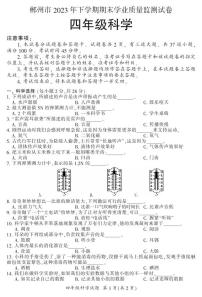 湖南省郴州市2023-2024学年四年级上学期期末考试科学试题