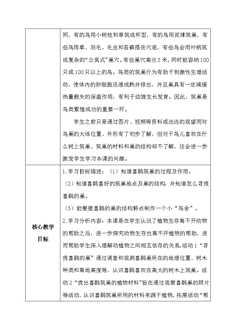 【核心素养】冀教版小学科学三年级下册     11.喜鹊筑巢    教案第2页