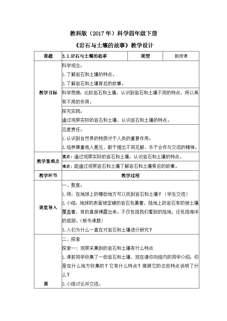 教科版科学四年级下册 3.1 岩石与土壤的故事 同步课件+教案+音视频素材01