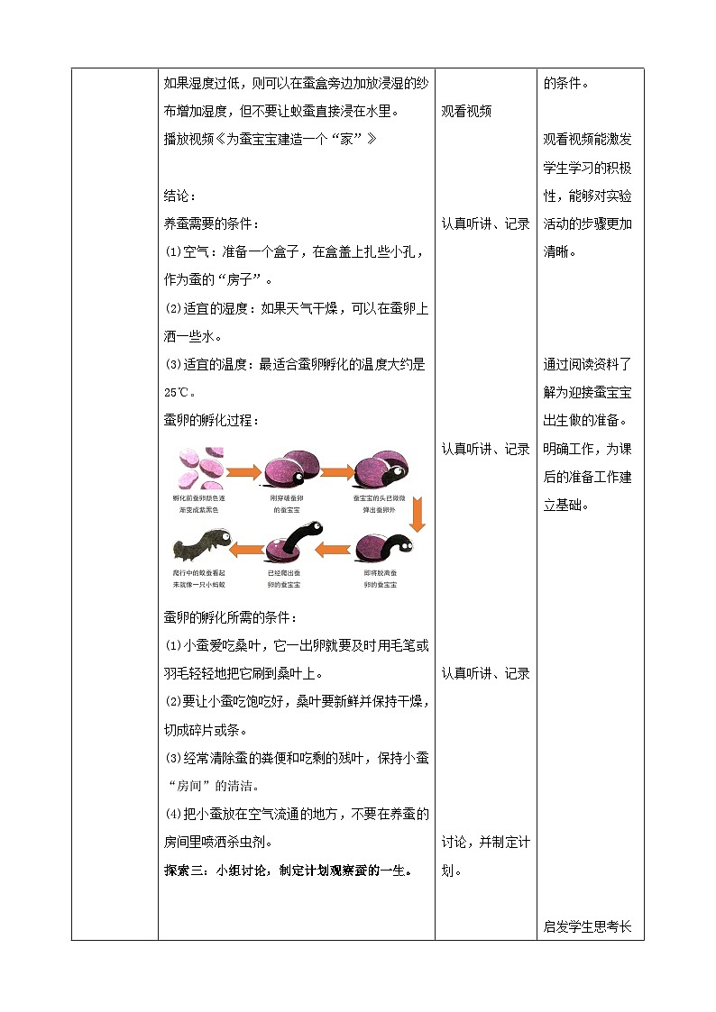 2.1 迎接蚕宝宝的到来（教案）第3页