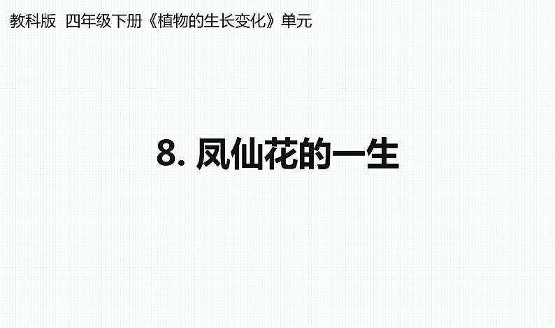 杭州教科版四年级下册科学第一单元《8.凤仙花的一生》课件第1页