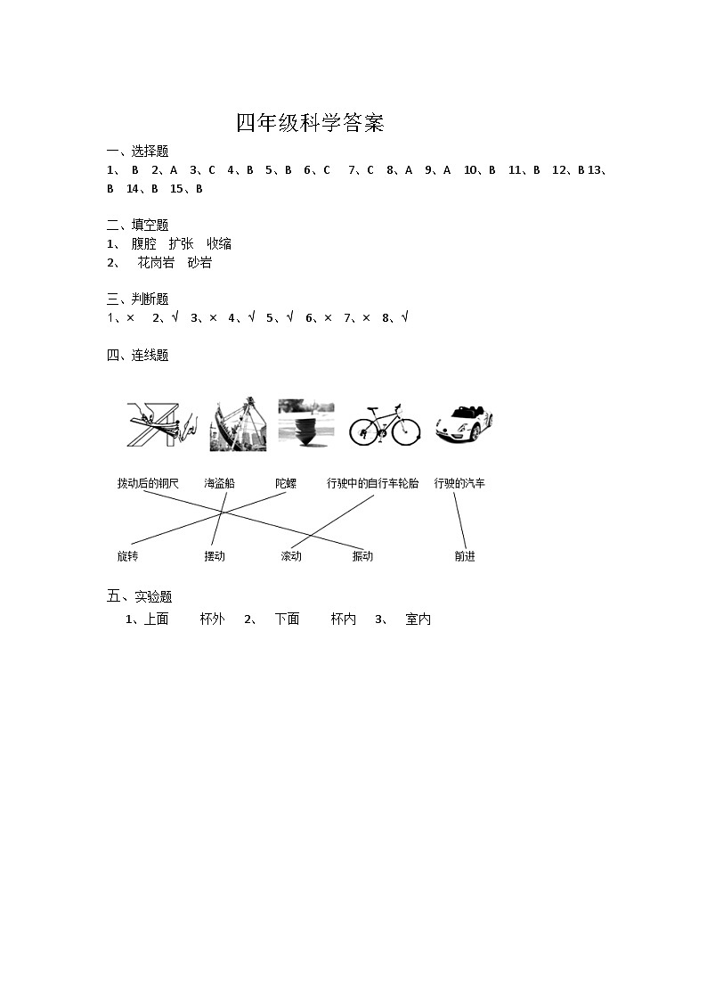 河南省南阳市淅川县2023-2024学年四年级上学期期末科学试题01