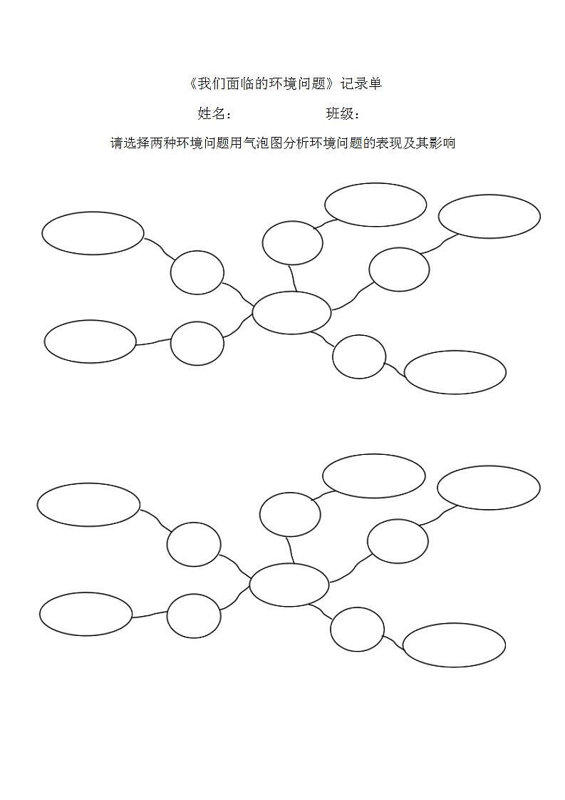 教科版科学五年级下册3.2《我们面临的环境问题》教案（实验记录单）第1页