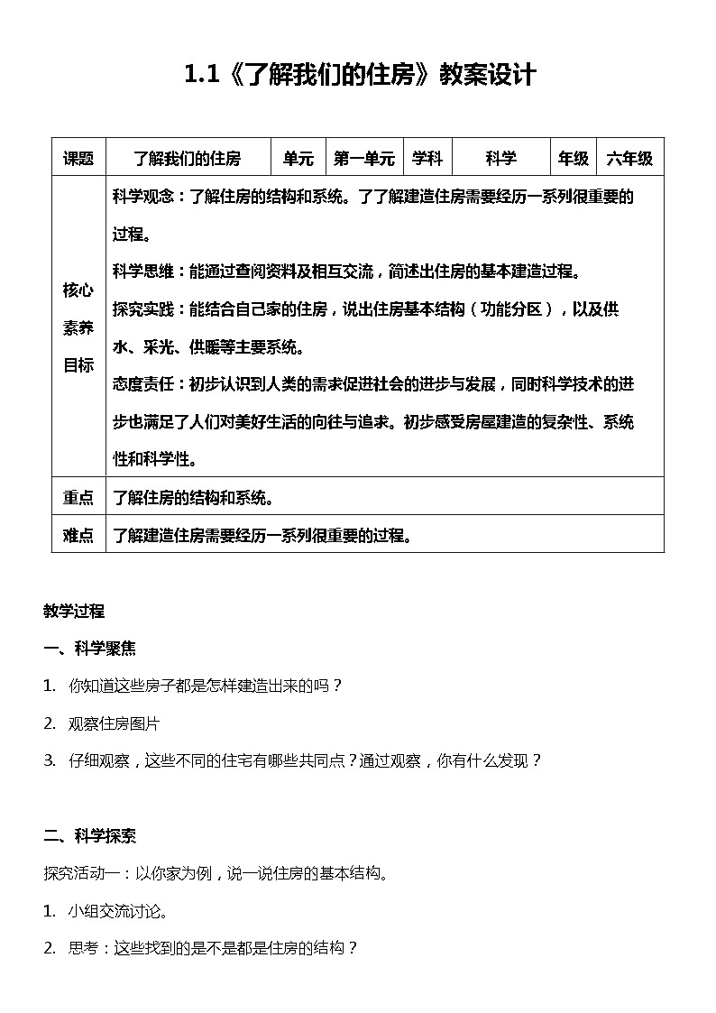 【核心素养目标】1.1了解我们的住房（课件+教案+素材）01