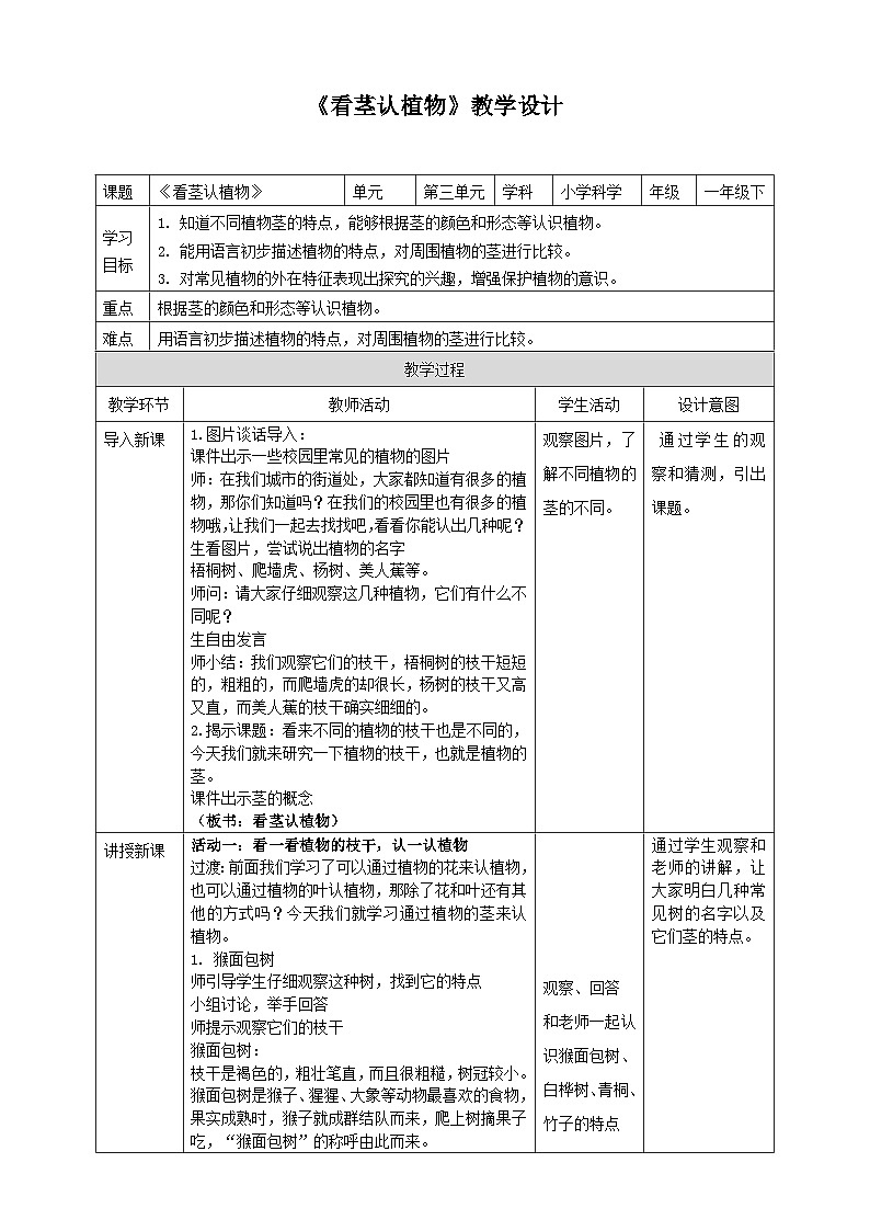 【青岛版六三制】一下科学  3.11 看茎认植物 课件+教案+练习01