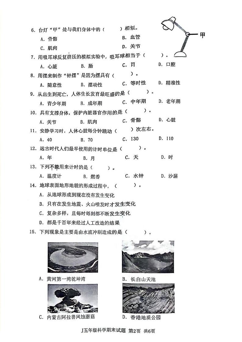 浙江省台州市椒江区2023-2024学年五年级上学期期末科学试卷第2页