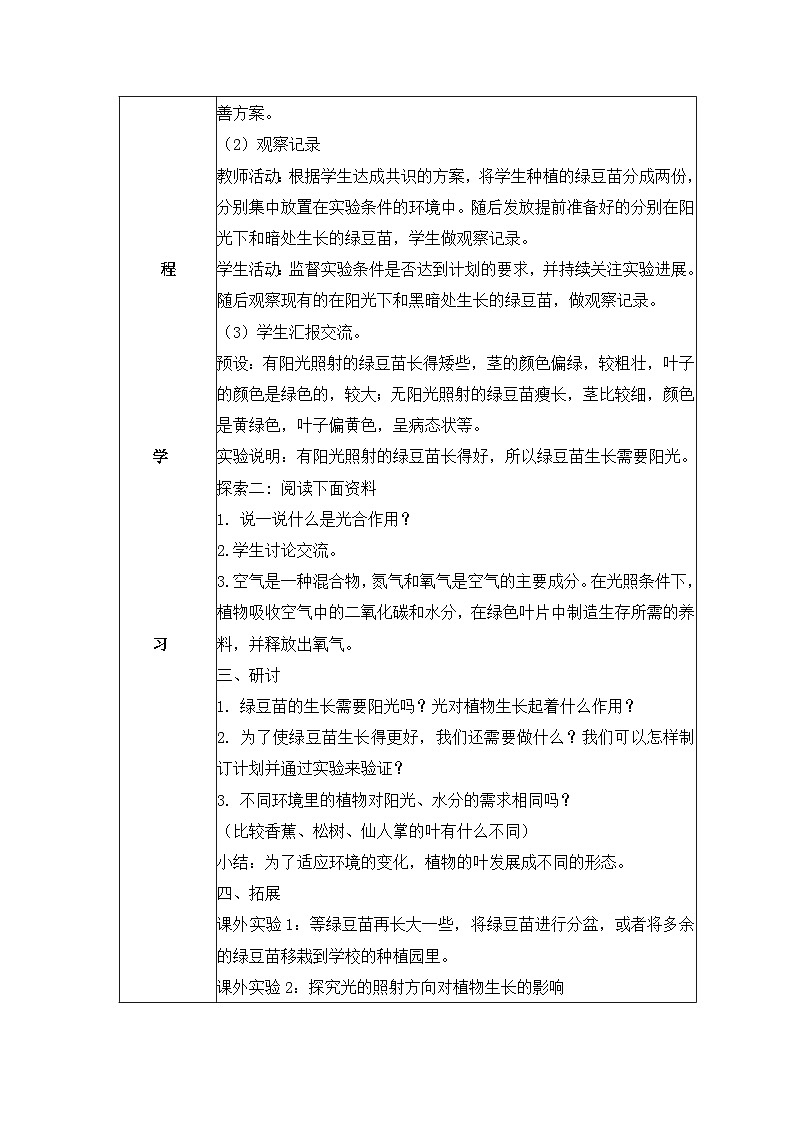 教科版科学五年级下册1.3《绿豆苗的生长》课件+教案+练习02