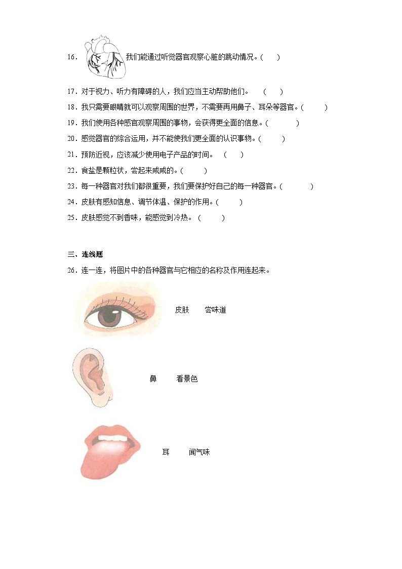 教科版小学科学二年级下册2.2《通过感官来发现》作业03