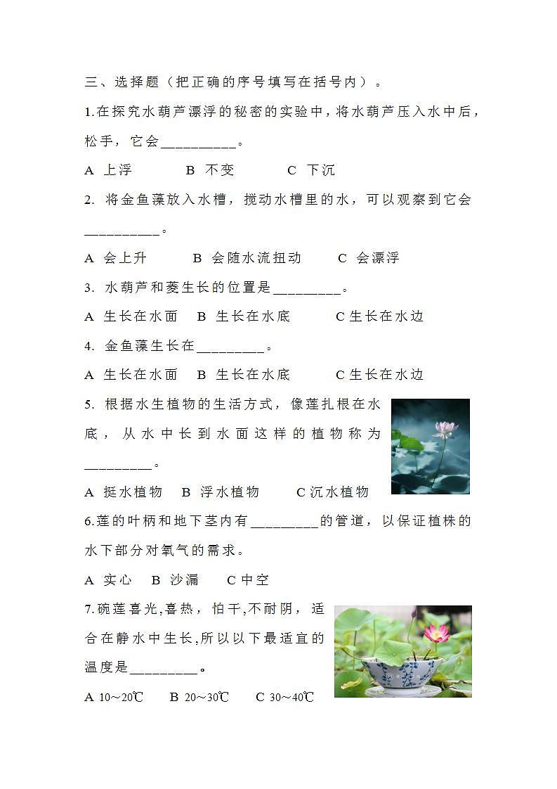 苏教版科学三年级下册2.7《水里的植物》课件+教案+练习（含答案）+素材02