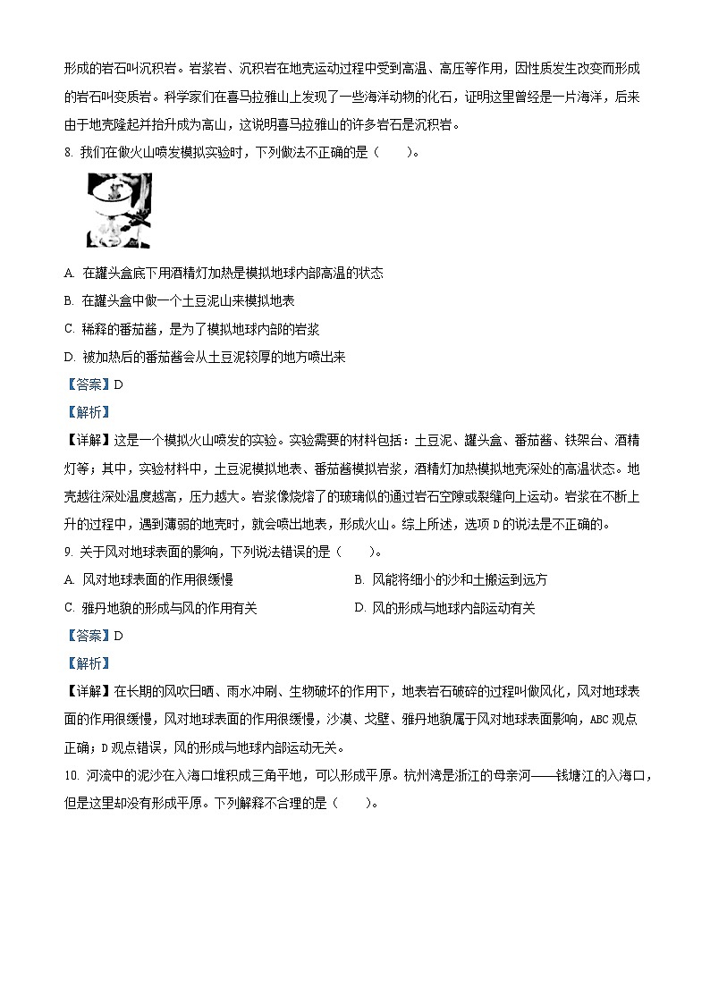 2022-2023学年浙江省衢州市开化县教科版五年级上册期末考试科学试卷（原卷+解析）03