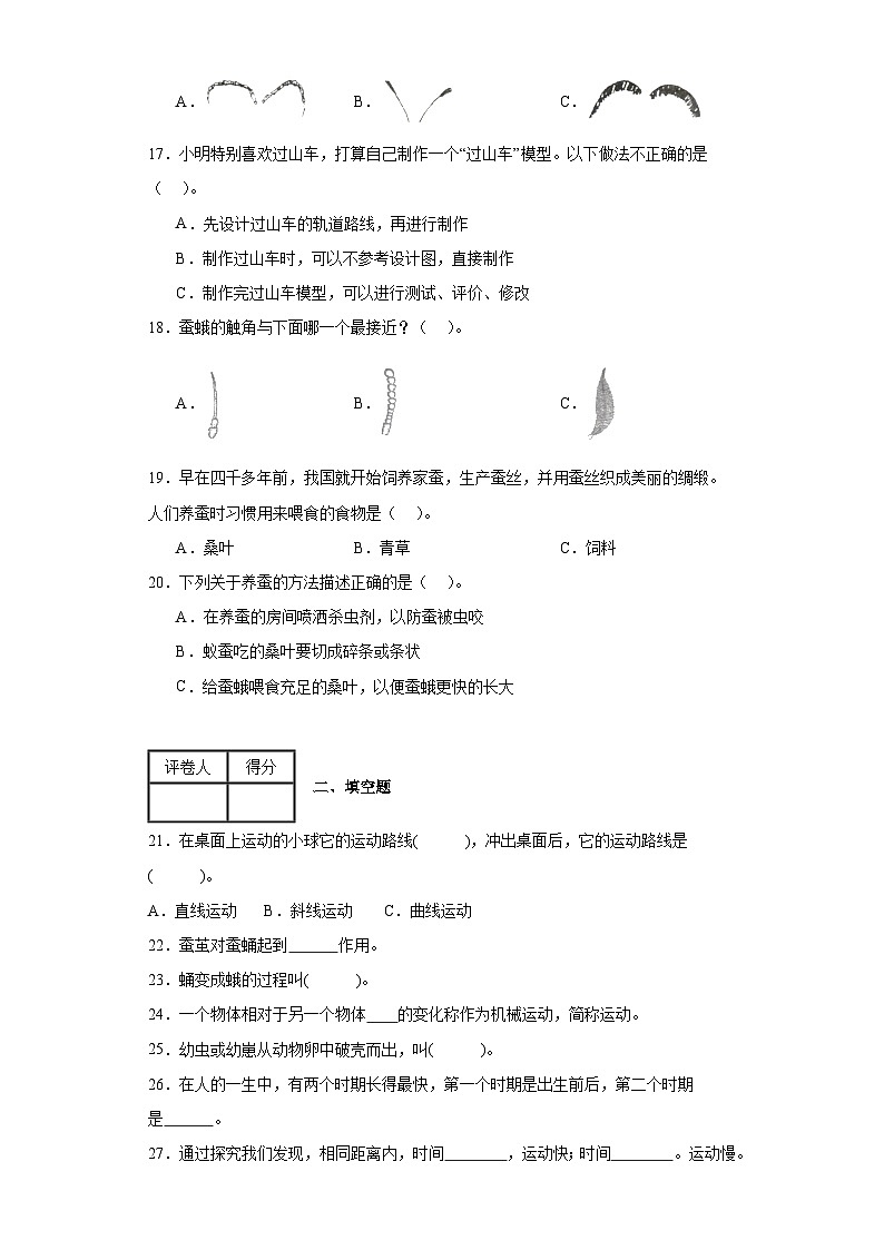 2023-2024教科版科学三年级下册期中测试A第3页