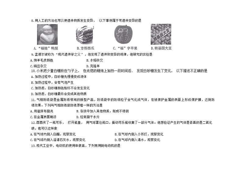 88，福建省厦门市湖里区2023-2024学年六年级上学期期末科学试卷(1)03