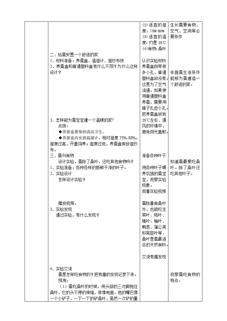 人教鄂教版四下【核心素养目标】2.6《怎样养蚕》教案02
