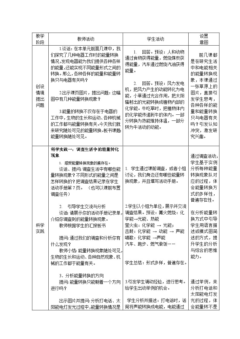 鄂教人教版五年级下册科学7.随处可见的能量转换 教案03