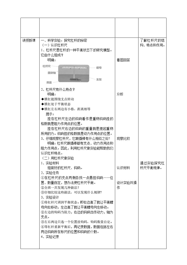 鄂教人教版五年级下册科学4.11《杠杆》教案第2页