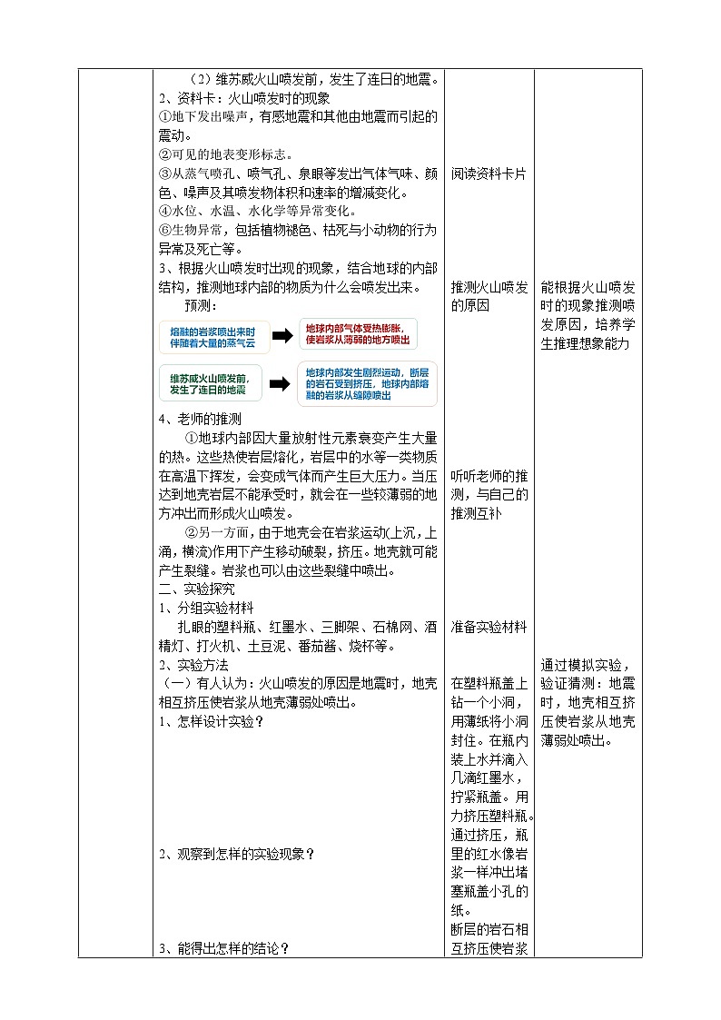 鄂教人教版科学六年级下册2.7《火山喷发》教案02