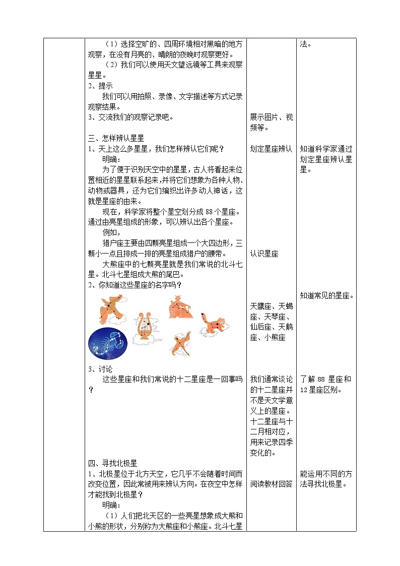 鄂教人教版科学六年级下册3.10《认识星空》教案02